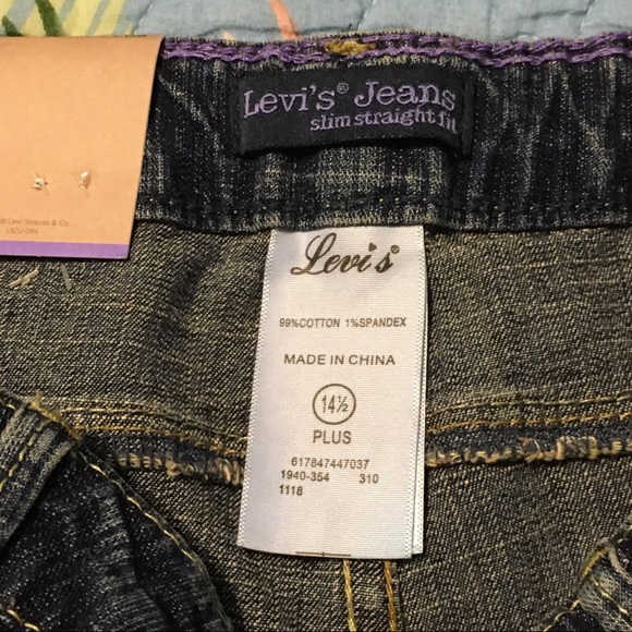 NWT Levi's Slim Straight Fit Jeans 14 1/2 Plus New - Picture 6 of 8